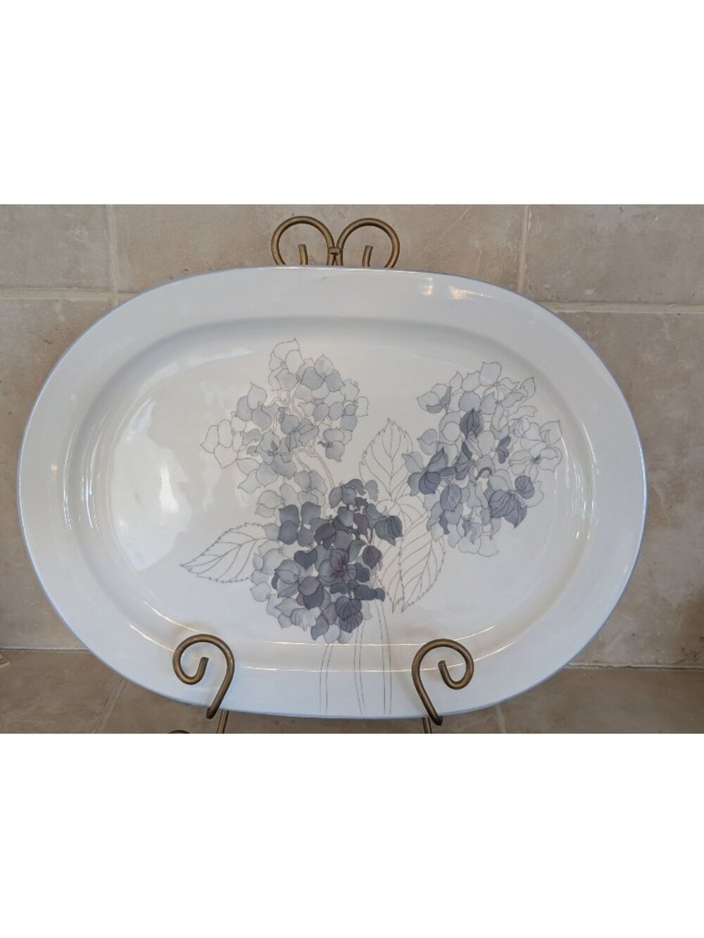 Vintage Block Spal "Hydrangea" Oval Platter Fine Porcelain Discontinued 15"x11"